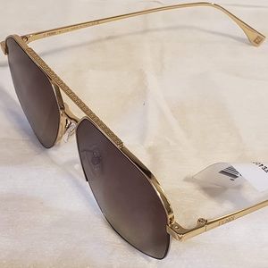 Fendi double bridge metal rectangle sunglasses
